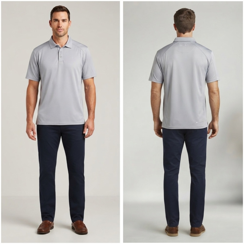 Ariat Heat Series Mens Medium Gray AriatTek Performance Mesh Polo Shirt 10030794